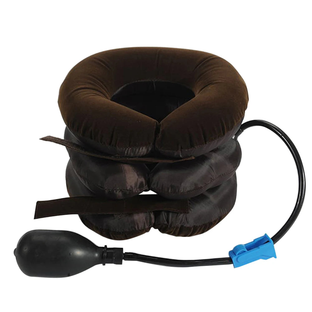 Inflatable Neck Stretcher Support Air Cervical Traction 3 Tubes Neck Braces Stress Relief Relaxation Men Women for Home Office