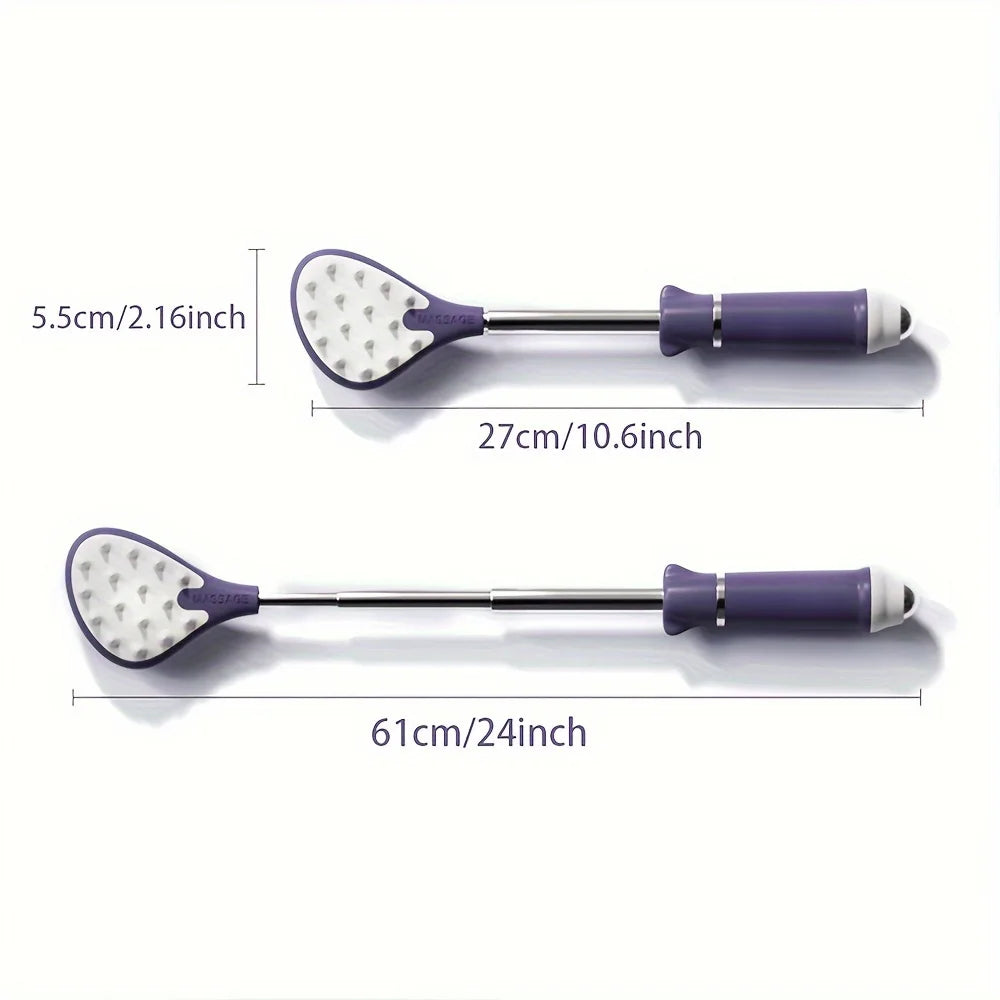 Extendable Back Scratcher - Magnetic Acupressure Massage Roller, Non-Slip Handle, Portable Itch Relief | 1pc, Black/Purple