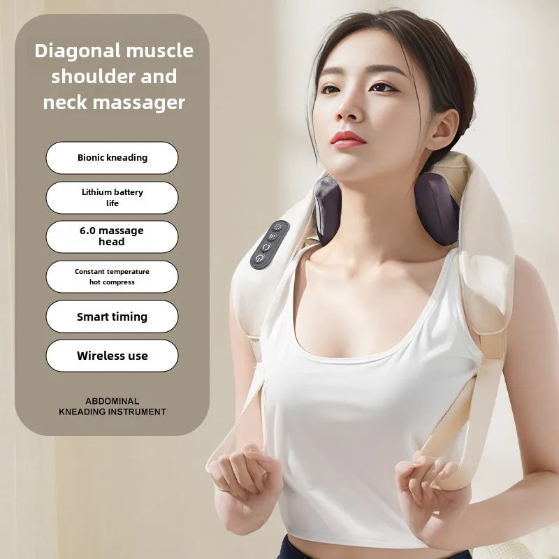 Neck And Shoulder Massager Wireless Shoulder And Back Kneading Massage Shawl Trapezius Neck Cervical masajeador