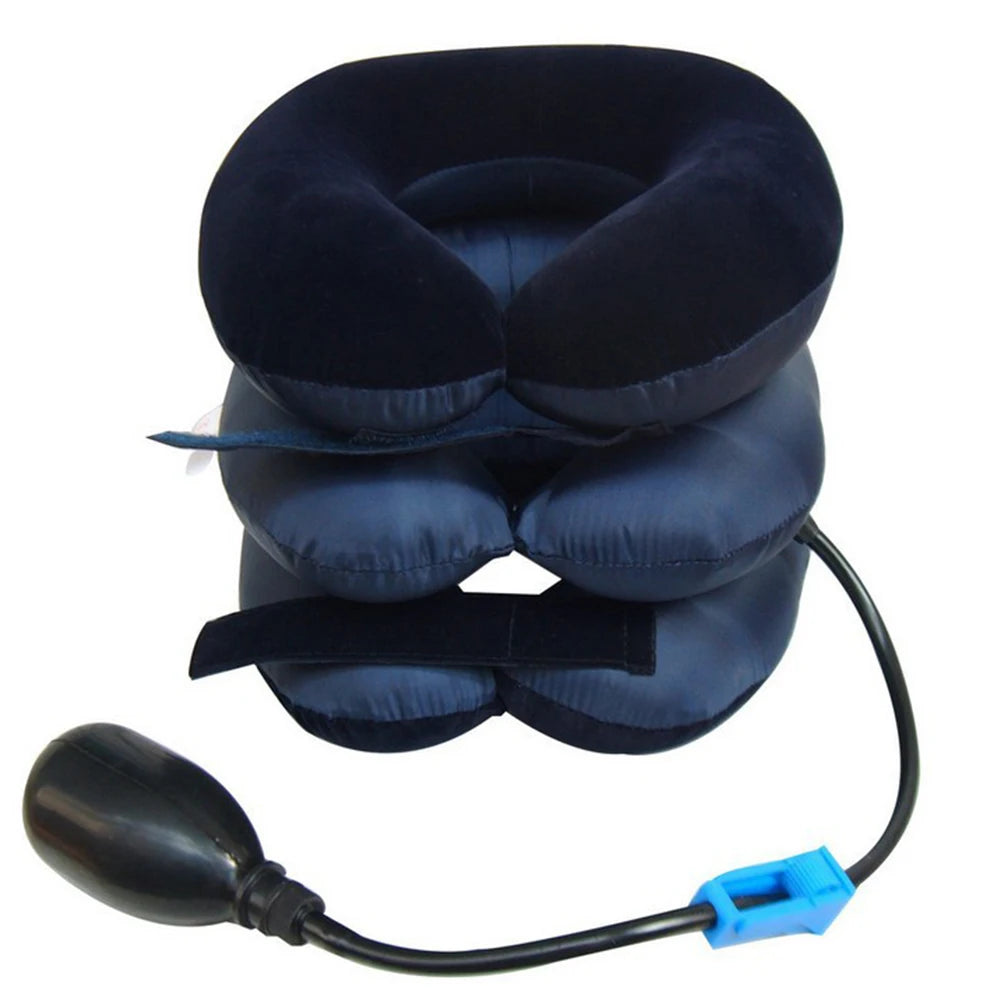 Inflatable Neck Stretcher Support Air Cervical Traction 3 Tubes Neck Braces Stress Relief Relaxation Men Women for Home Office