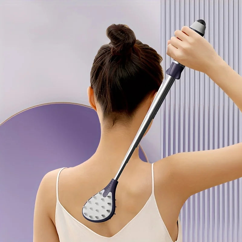 Extendable Back Scratcher - Magnetic Acupressure Massage Roller, Non-Slip Handle, Portable Itch Relief | 1pc, Black/Purple