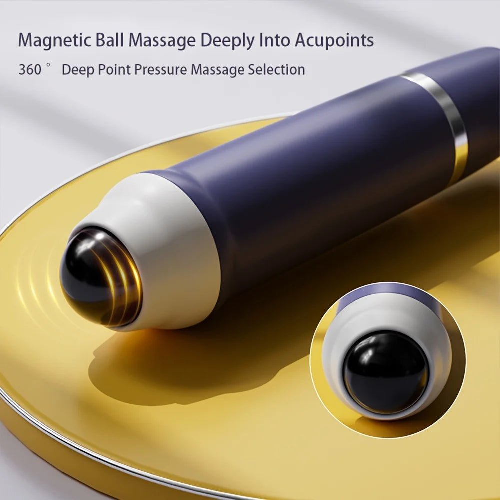 Extendable Back Scratcher - Magnetic Acupressure Massage Roller, Non-Slip Handle, Portable Itch Relief | 1pc, Black/Purple
