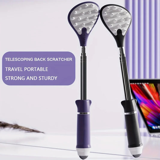 Extendable Back Scratcher - Magnetic Acupressure Massage Roller, Non-Slip Handle, Portable Itch Relief | 1pc, Black/Purple